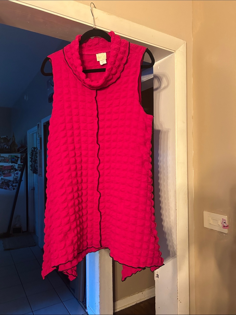 Zadie B’s sleeveless Cowl Neck Textured Tunic - Hot Pink